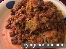 Beans with yam and plantain pottage
