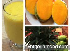 Mango, Banana in Pineapple Smoothie