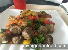 Grilled meatballs and Bell Peppers