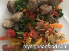 Grilled meatballs and Bell Peppers