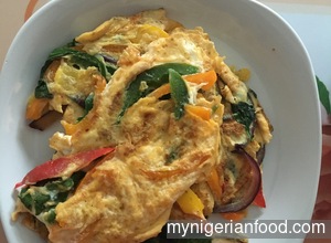 Omelette with Shredded Chicken and Spinach