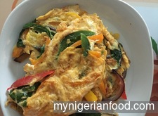 Omelette with Shredded Chicken and Spinach