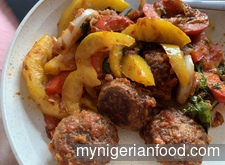 Grilled meatballs and Bell Peppers